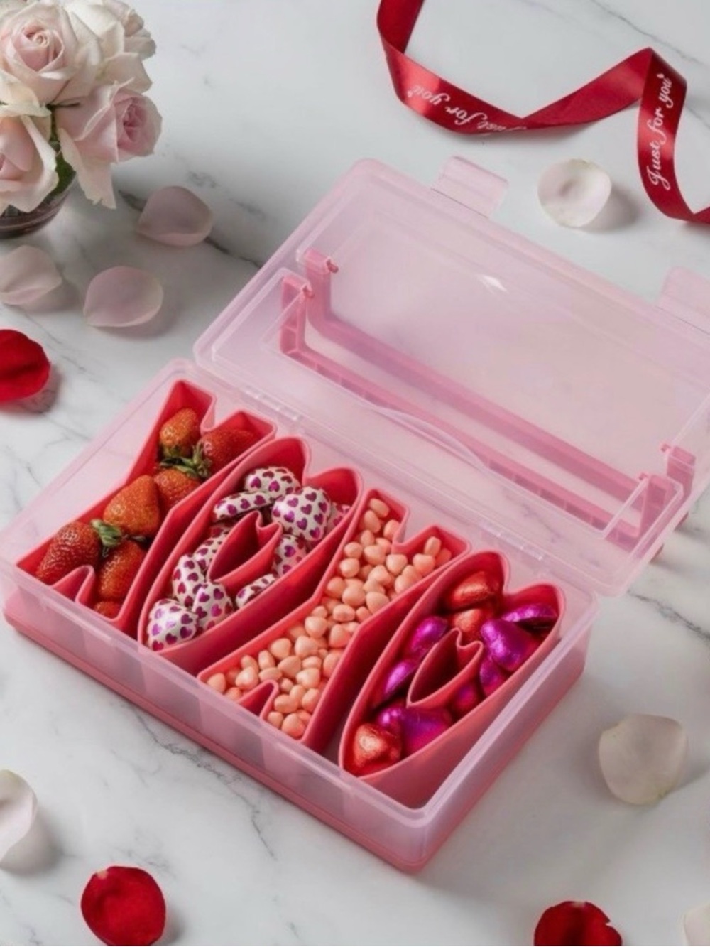 Pink 4-Compartment Food Storage Snack Box - Picture 2 of 6